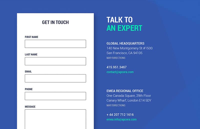 Contact Landing Page